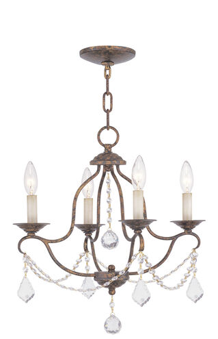 Chesterfield 4 Light 18 inch Hand Applied Venetian Golden Bronze Mini Chandelier Ceiling Light