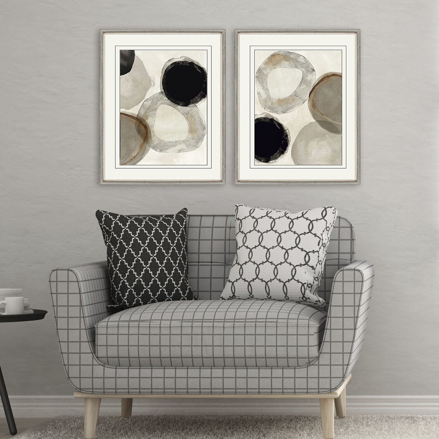 Geometrics Gray and Black and Brown and Neutral Framed Art