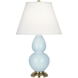 Robert Abbey Small Double Gourd 23 inch 150 watt Baby Blue Accent Lamp Portable Light in Antique Brass, Pearl Dupioni 1689X - Open Box