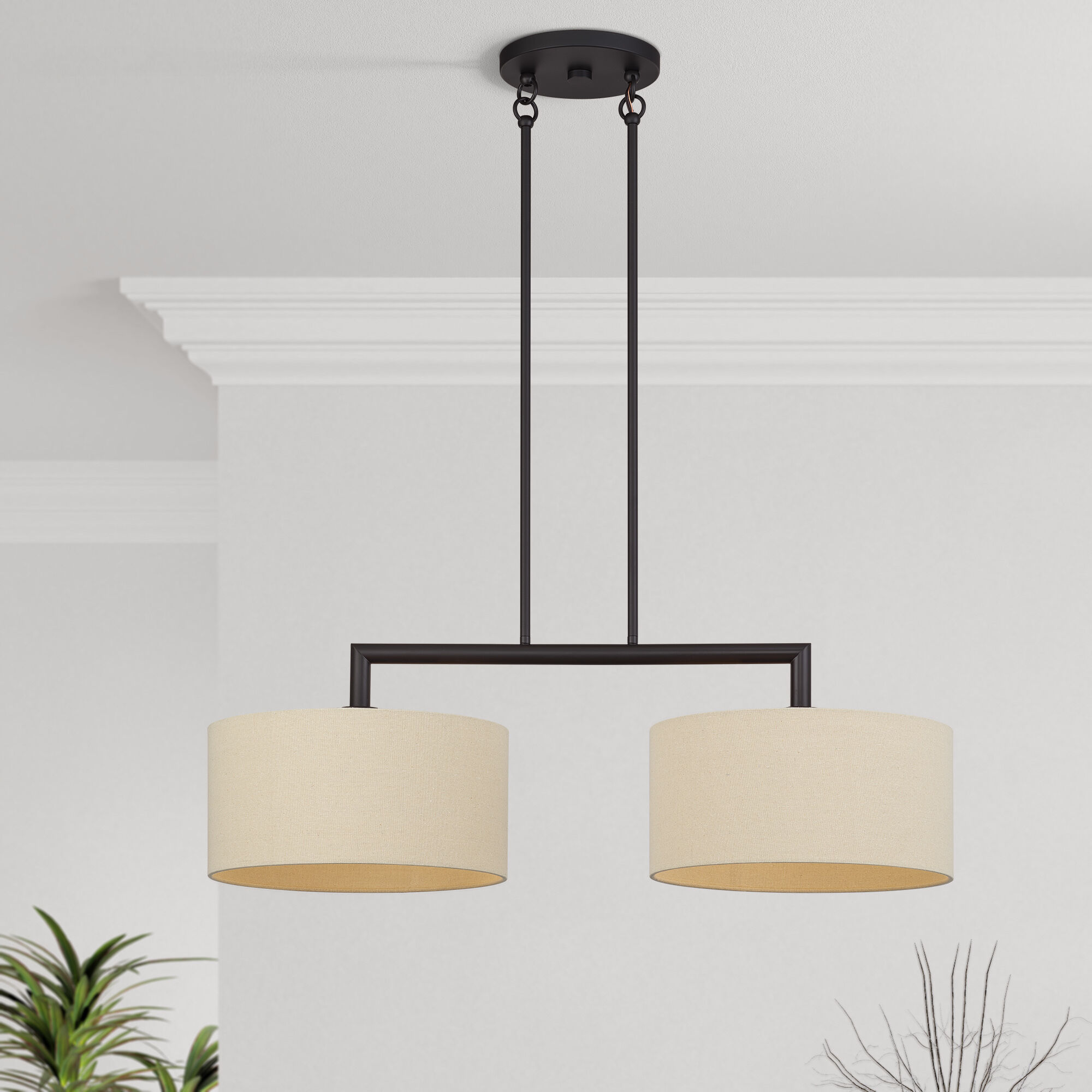 Bellingham 2 Light 35 inch Bronze Linear Chandelier Ceiling Light, Large