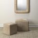 Pinstriped 18 inch Black & Cream Hide Ottoman