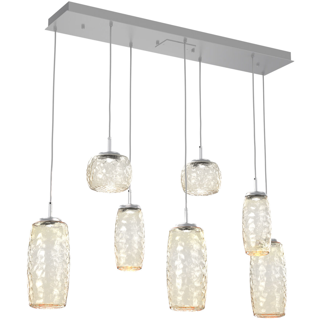 Vessel LED Classic Silver Linear Multi-Pendant Ceiling Light in Amber, 2700K LED