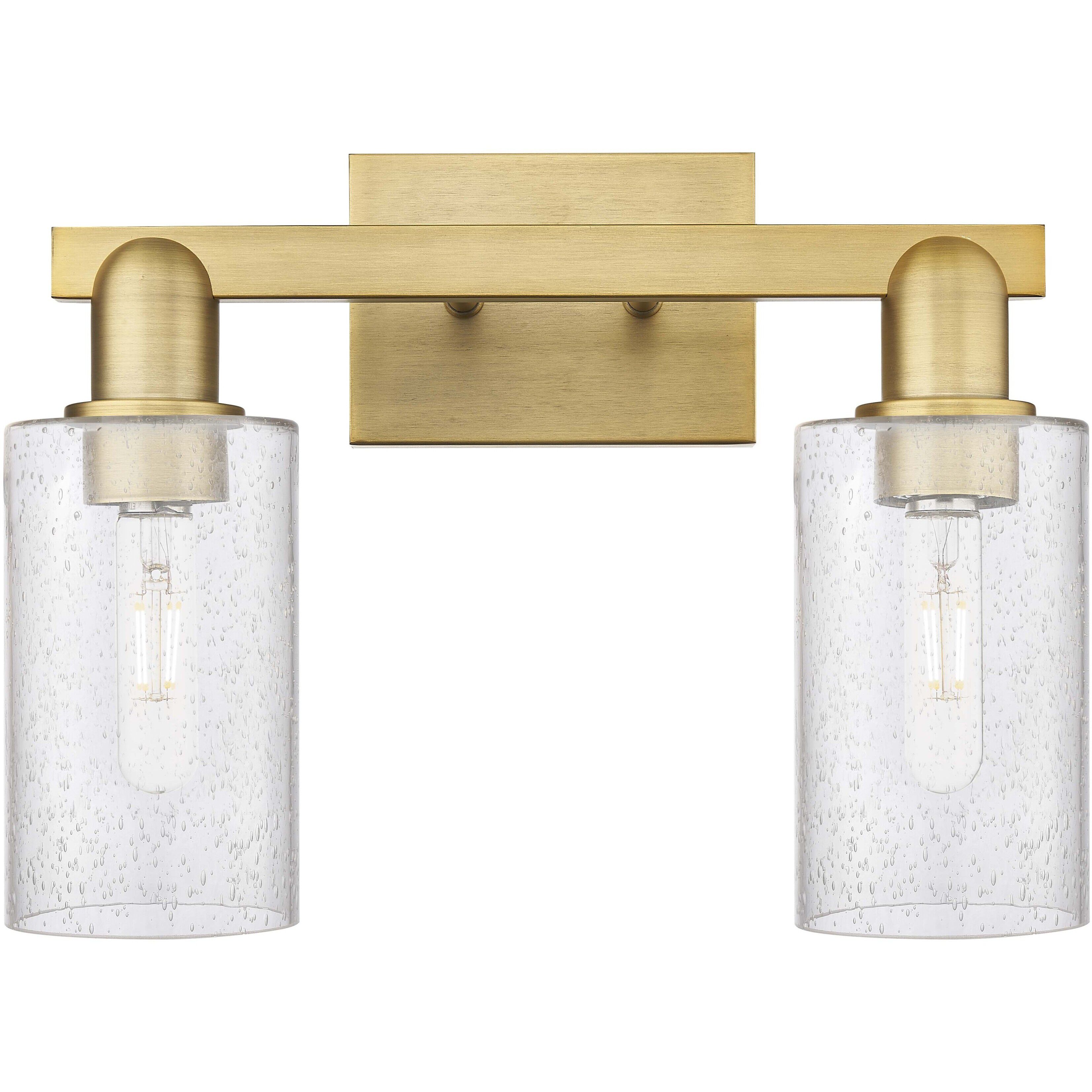 Arcadia Clymer 2 Light 14.88 inch Brushed Brass Bath Vanity Light Wall Light in Seedy