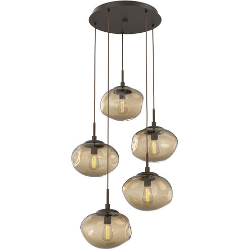 Nova Incandescent 5 Light Flat Bronze Chandelier Ceiling Light, Round Multi-Port