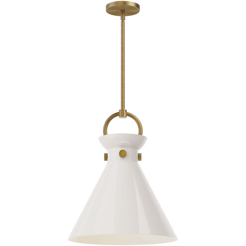 Alora Mood Emerson 1 Light 14 inch Aged Gold Pendant Ceiling Light in Glossy Opal