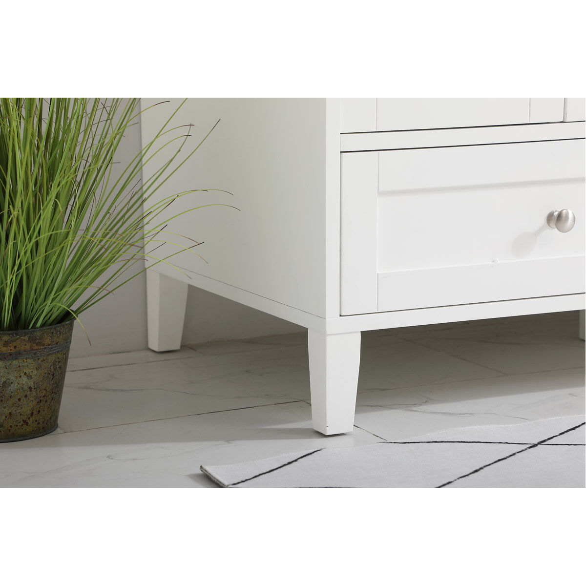 Sommerville 48 X 22 X 34 inch White and Brushed Nickel with Calacatta Quartz Vanity Sink Set