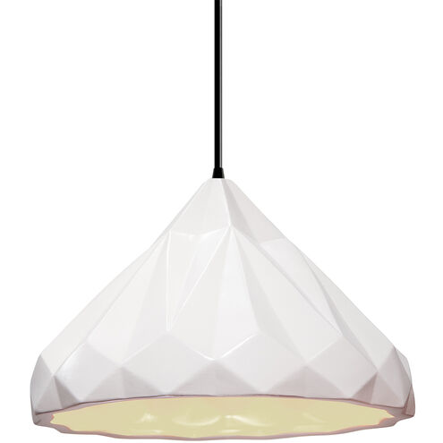 Radiance Collection 1 Light 12 inch Matte Black and Gloss White and Black Pendant Ceiling Light