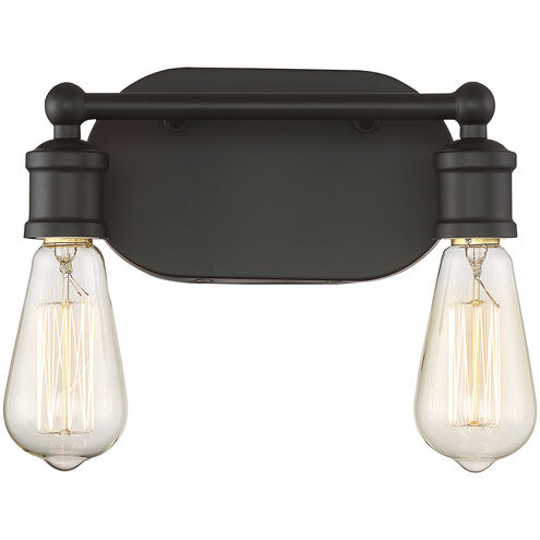 Industrial 2 Light 10 inch Oil Rubbed Bronze Bathroom Vanity Light Wall Light