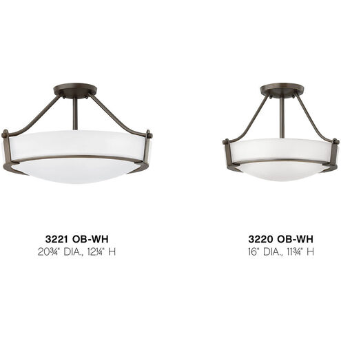 Hathaway 4 Light 20.75 inch Olde Bronze Indoor Semi-Flush Mount Ceiling Light in Etched White