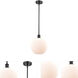 Ballston Large Athens 1 Light 10 inch Matte Black Pendant Ceiling Light in Matte White Glass, Ballston