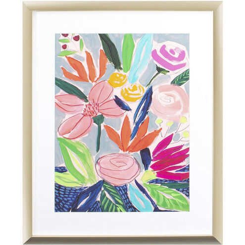 Naive Neon Bouquet Pink and Green and Blue and Orange Framed Art