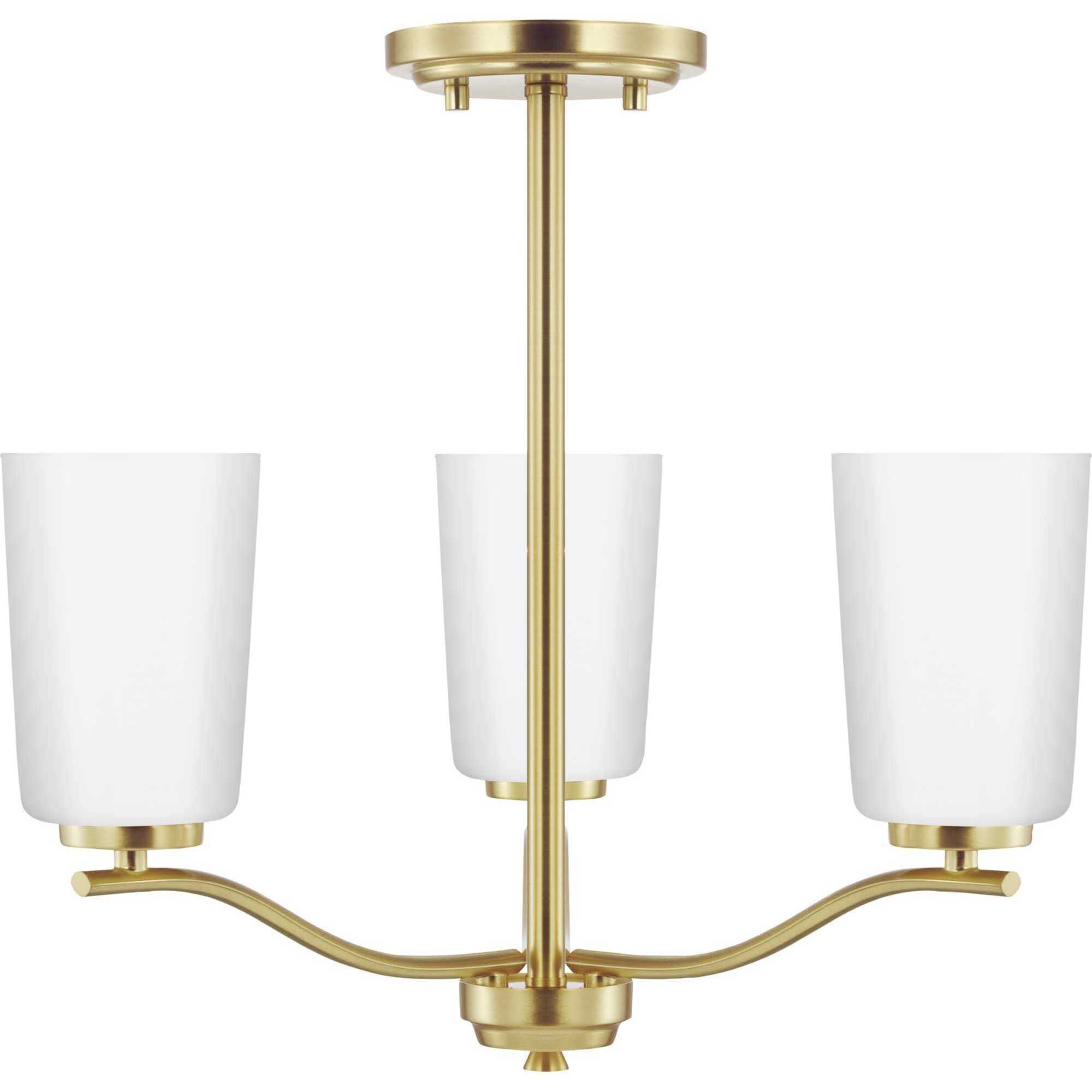 Adley 3 Light 18.12 inch Satin Brass Semi-Flush Convertible Light Ceiling Light