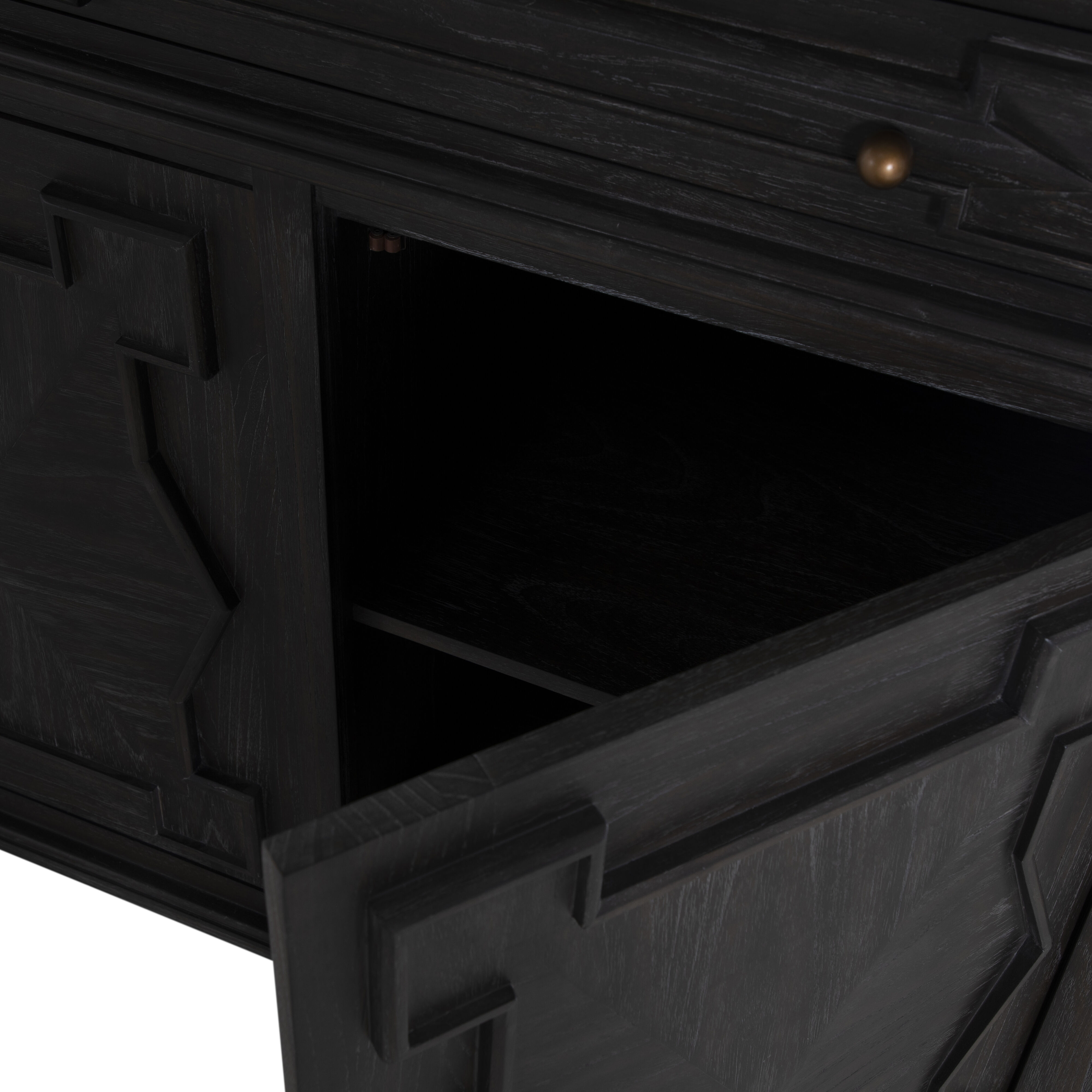 Ezekiel 67 X 18 inch Cerused Forest Black and Antique Bronze Sideboard