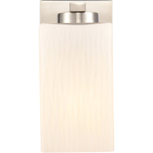 Juneau LED 5 inch Satin Nickel Bath Vanity Light Wall Light in White Rippled Glass