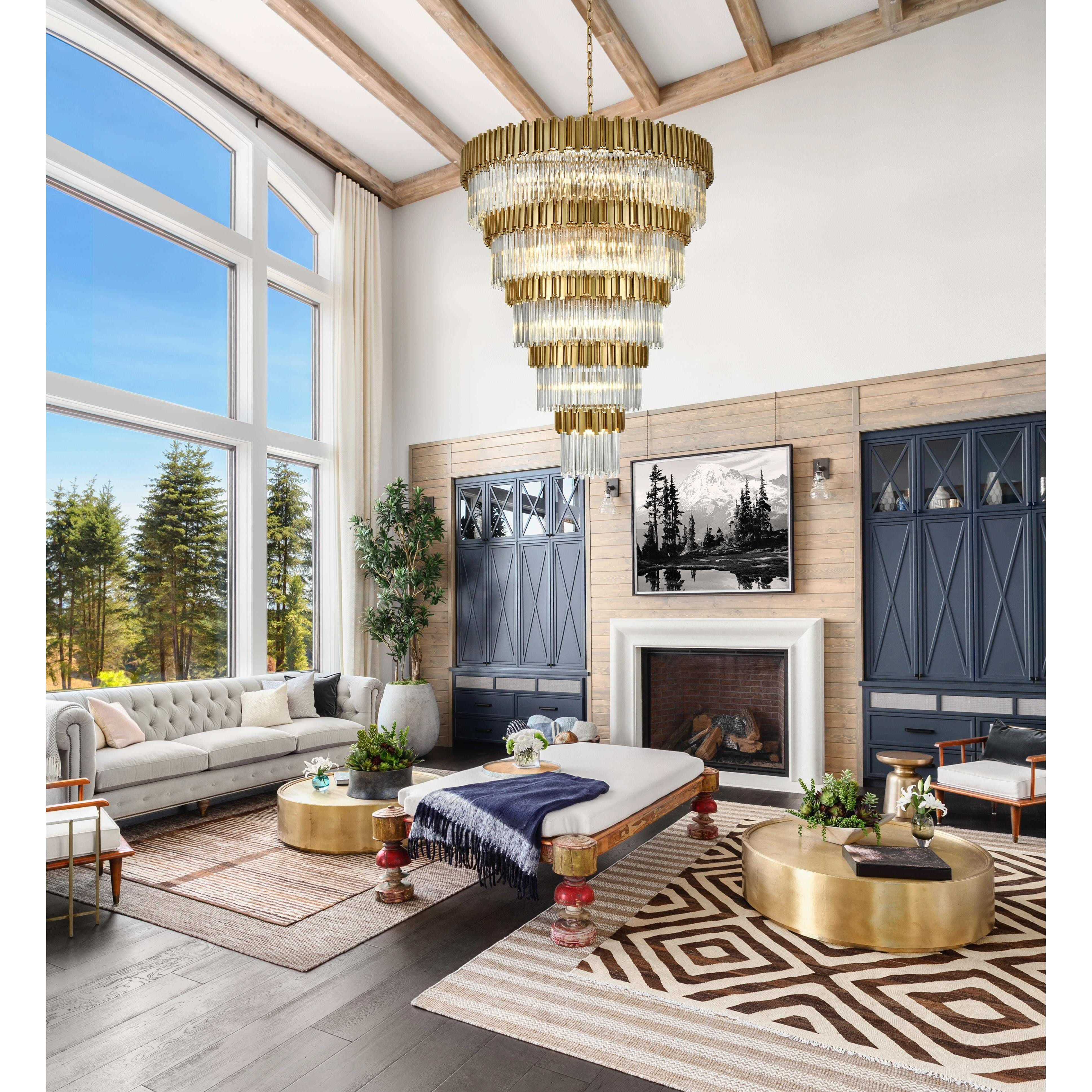 Willow 43 Light 59 inch Satin Gold Chandelier Ceiling Light