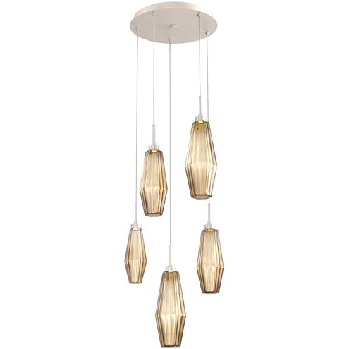 Aalto LED 19.8 inch Beige Silver Chandelier Ceiling Light in Optic Rib Bronze, Metallic Beige Silver, 2700K LED, Round Multi-Port