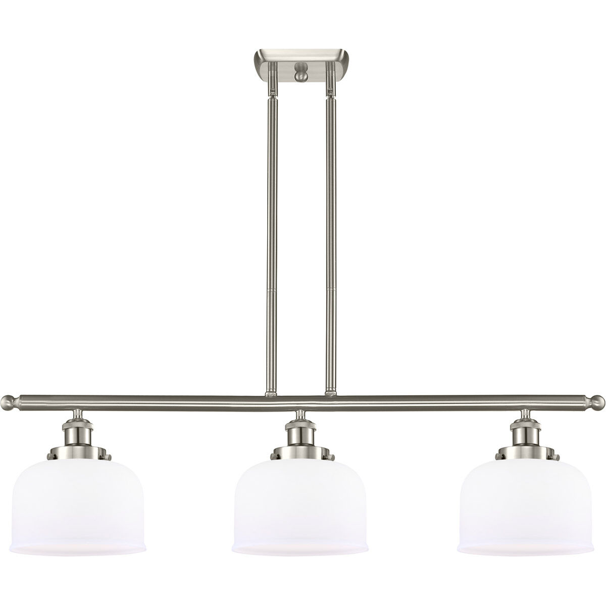 Ballston Large Bell 3 Light 36 inch Brushed Satin Nickel Island Light Ceiling Light in Matte White Glass, Ballston