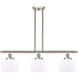 Ballston Large Bell 3 Light 36 inch Brushed Satin Nickel Island Light Ceiling Light in Matte White Glass, Ballston