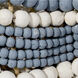 Clamshell 4 Light 27 inch Blue and White Wood Beads Chandelier Ceiling Light, Small