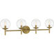 Auresa 4 Light 35 inch Soft Brass Bath Light Wall Light