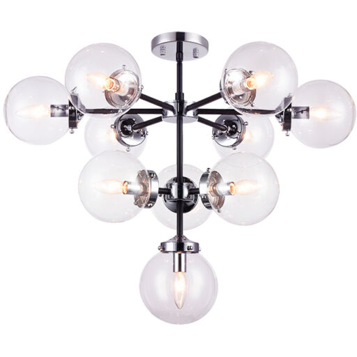Maru 10 Light 29.38 inch Chrome Chandelier Ceiling Light in Chrome and Clear