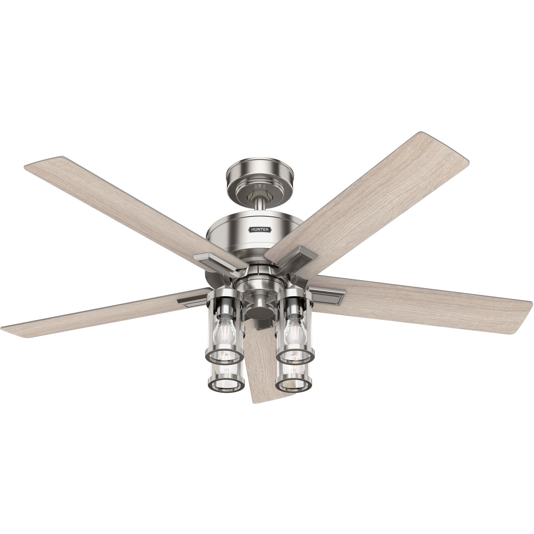 Astwood II 52 inch Brushed Nickel with Light Oak Blades Ceiling Fan