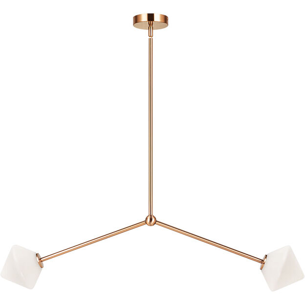 Novo 2 Light 6.25 inch Aged Gold Brass Pendant Ceiling Light in Aged Gold Brass and Opal Glass