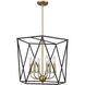 Harmony 6 Light 20 inch Black and Satin Brass Chandelier Ceiling Light