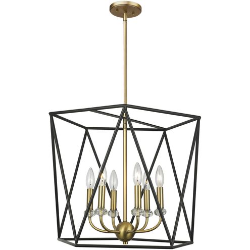 Harmony 6 Light 20 inch Black and Satin Brass Chandelier Ceiling Light