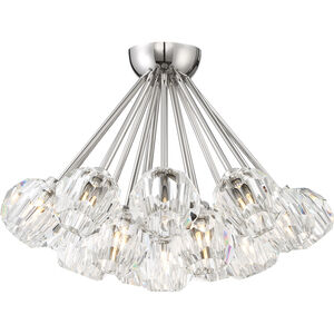 Parisian 18 Light 24 inch Polished Nickel with Crystal Flush Mount Ceiling Light