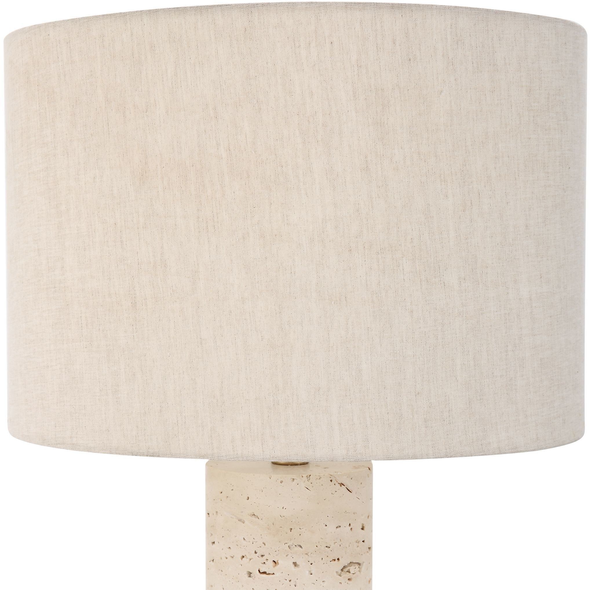 Gravitas 27.5 inch 150 watt Plated Brushed Brass with Porous Ivory Stone Table Lamp Portable Light
