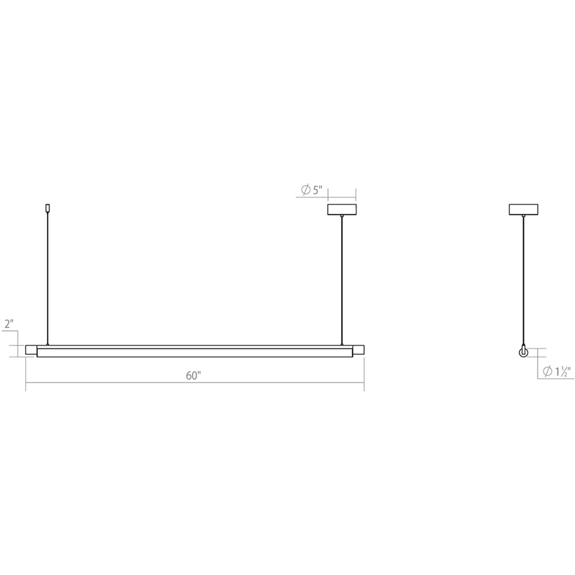 Keel LED 60 inch Bright Satin Aluminum Pendant Ceiling Light in 3000K