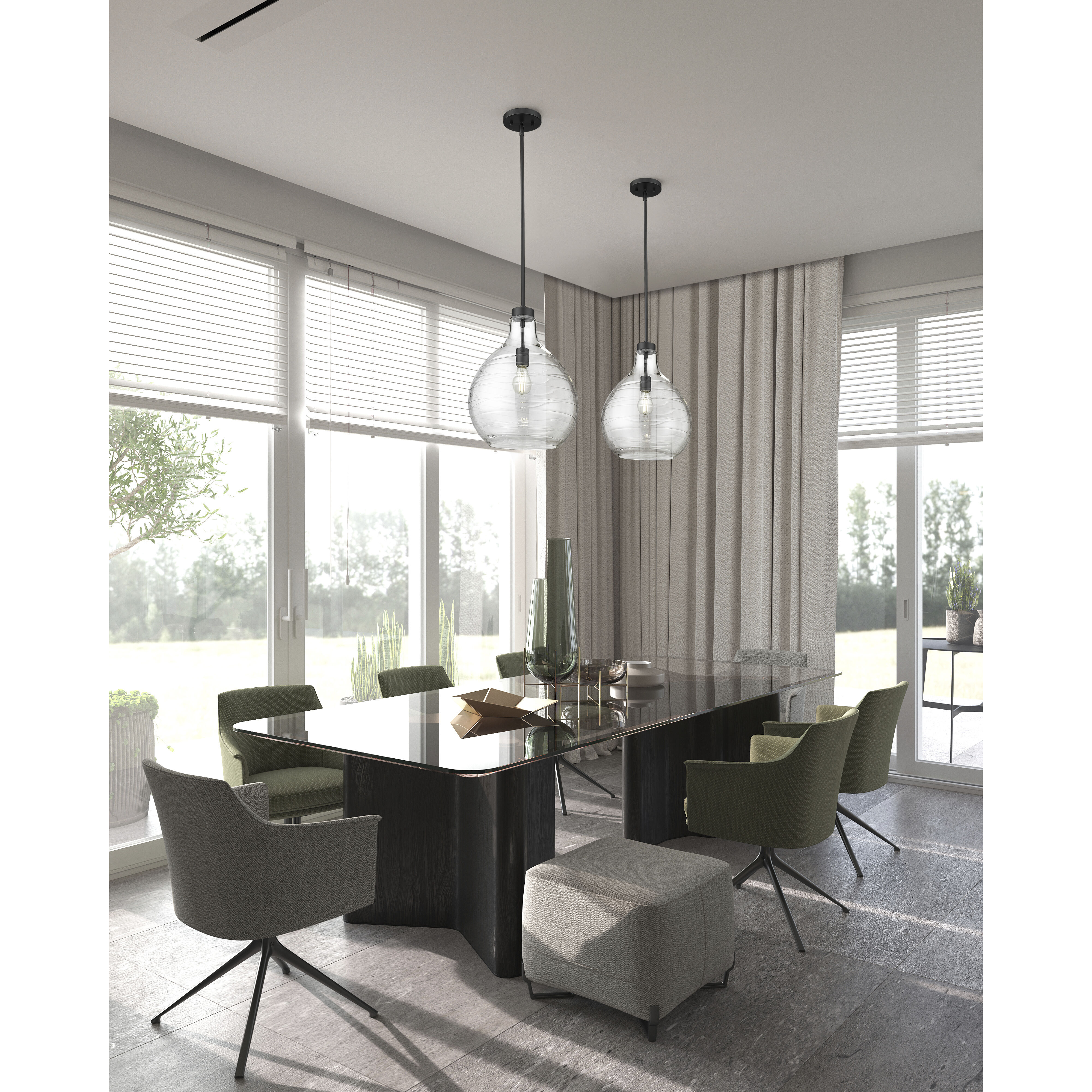 Bon Air 1 Light 13 inch Matte Black Pendant Ceiling Light