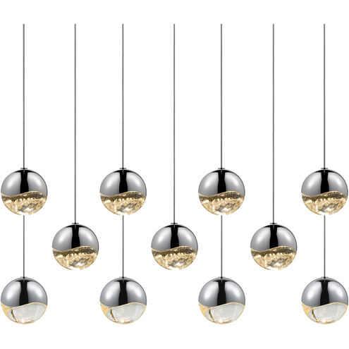 Grapes LED 37 inch Polished Chrome Cluster Pendant Ceiling Light in Clear Glass Lens