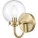 Fairbanks Sconce Wall Light in Clear Glass, Brushed Gold