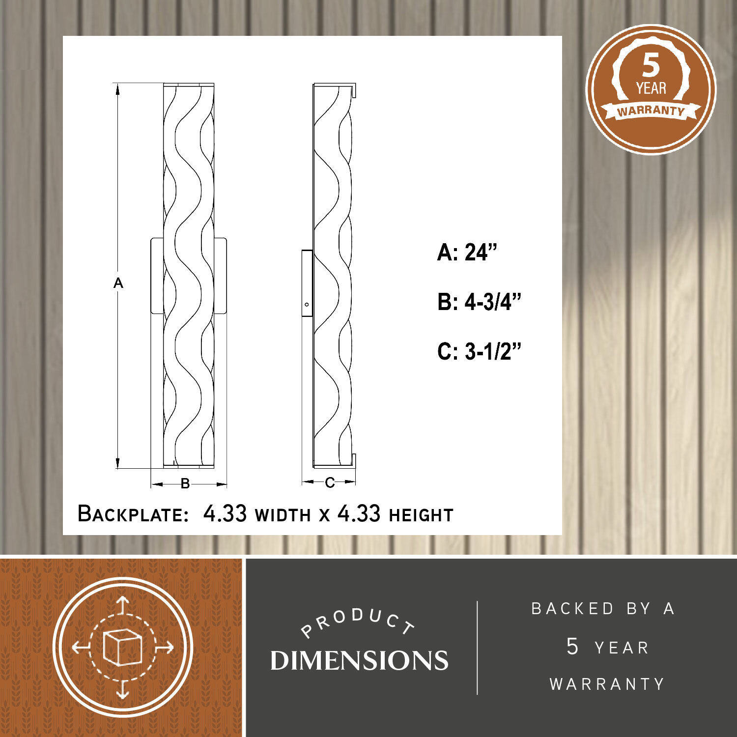 Marseille LED 24 inch Natural Brass Bathroom Light Wall Light