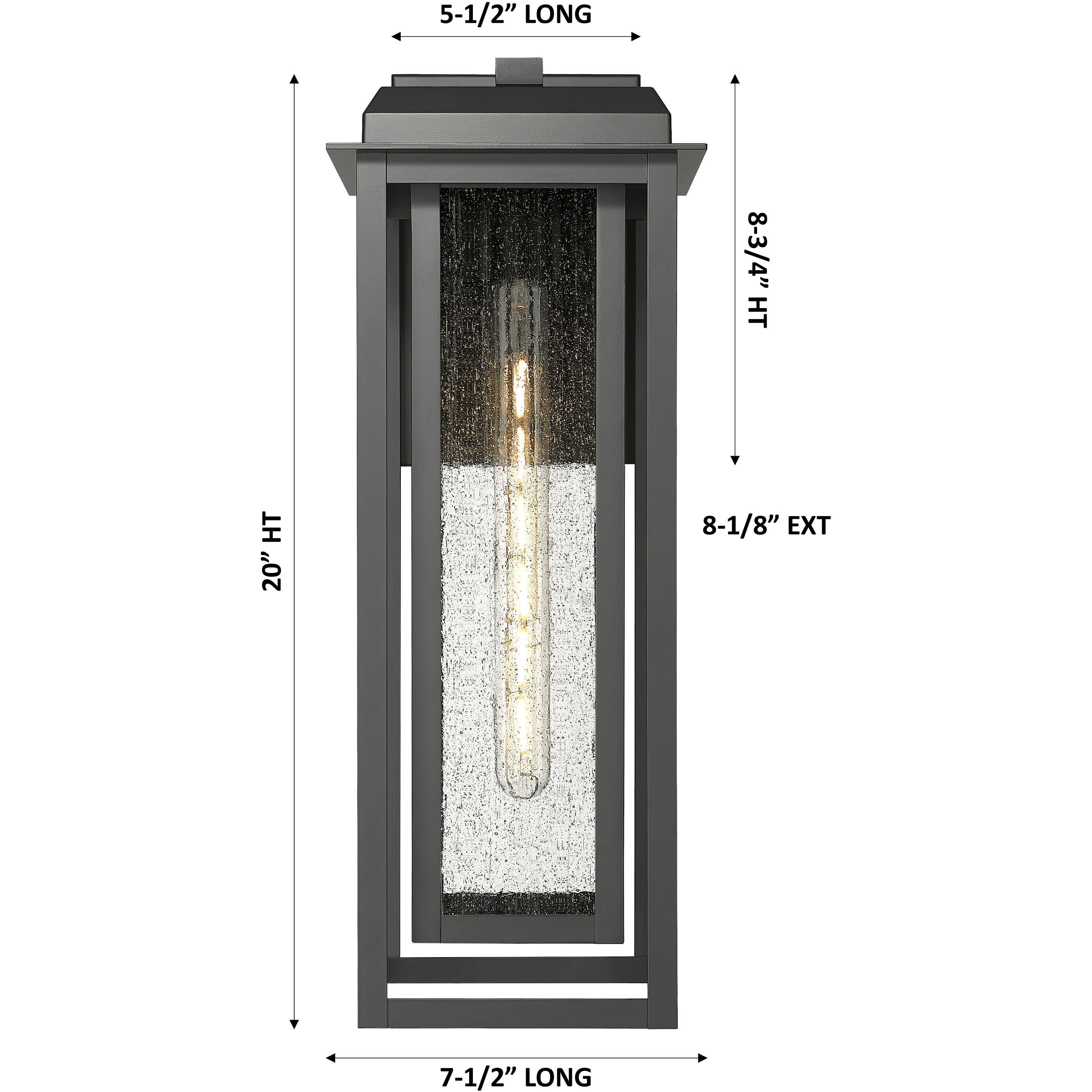 Mansfield 1 Light 20 inch Matte Black Outdoor Sconce in Seedy Glass