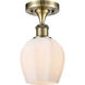 Ballston Norfolk LED 5.75 inch Antique Brass Semi-Flush Mount Ceiling Light in Matte White Glass