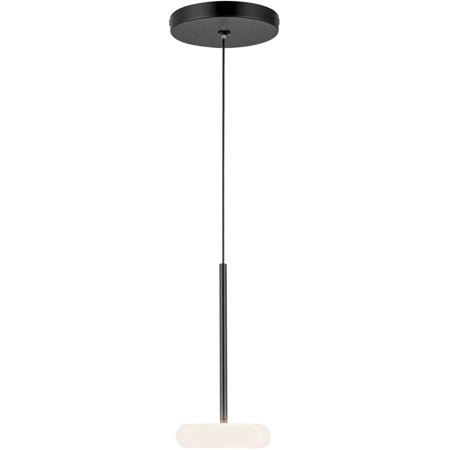 Stephord Pendant Ceiling Light in Black, Frosted Glass Shade