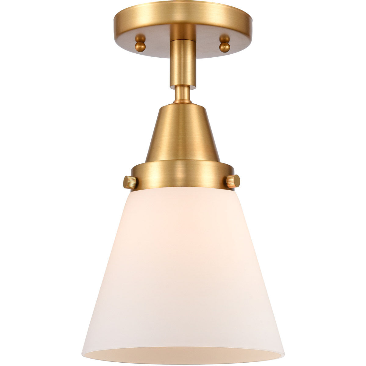 Franklin Restoration Small Cone LED 6.25 inch Satin Gold Flush Mount Ceiling Light in Matte White Glass