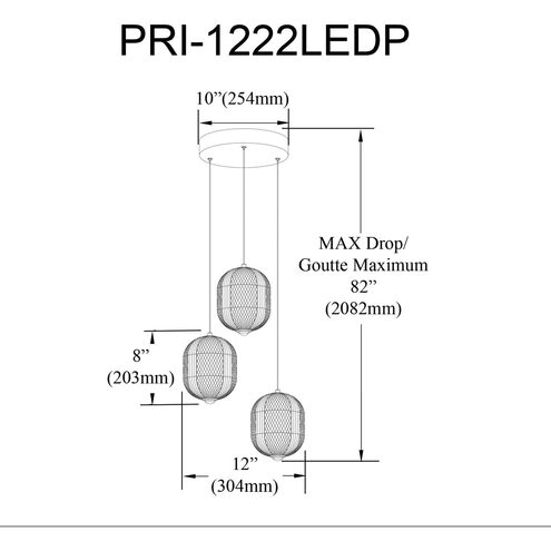 Peri LED 12 inch Matte Black Multi Pendant Ceiling Light