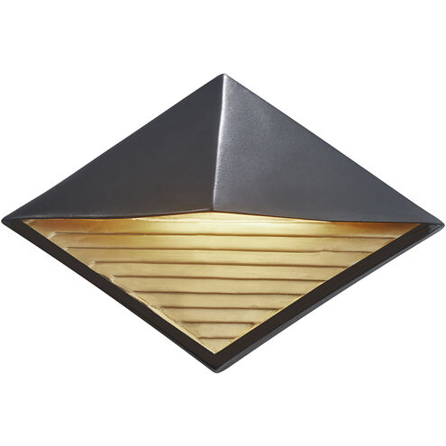 Ambiance LED 12 inch Carbon Matte Black with Champagne Gold ADA Wall Sconce Wall Light, Diamond