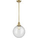 Franklin Restoration Beacon 1 Light 12 inch Satin Gold Mini Pendant Ceiling Light in Incandescent, Seedy, Franklin Restoration