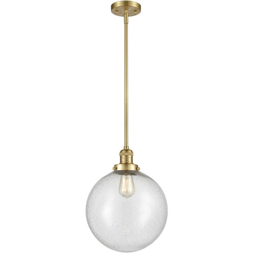 Franklin Restoration Beacon 1 Light 12 inch Satin Gold Mini Pendant Ceiling Light in Incandescent, Seedy, Franklin Restoration