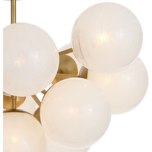 Shine 13 Light 33.75 inch Natural Brass Flush Mount Ceiling Light in Swirl Glass