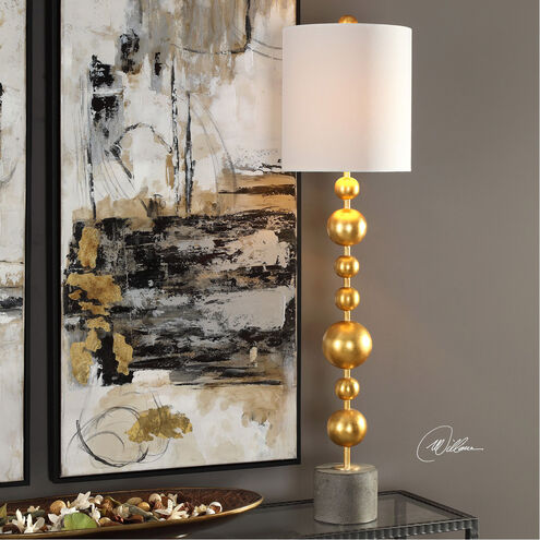 Selim 40 inch 150 watt Metallic Gold Leaf and Charcoal Stained Concrete Buffet Lamp Portable Light