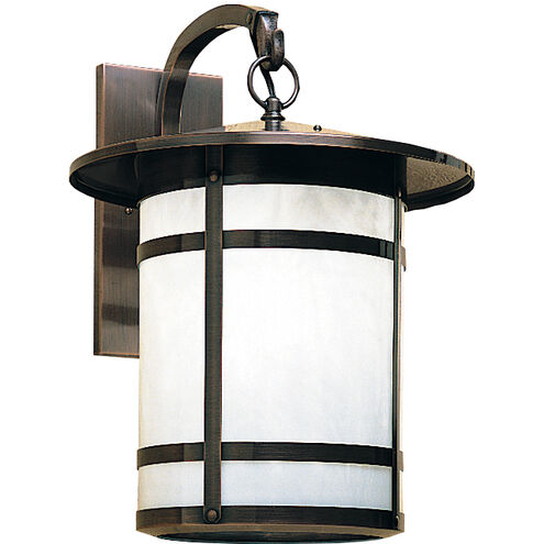 Berkeley 1 Light 14.62 inch Verdigris Patina Outdoor Wall Mount in White Opalescent