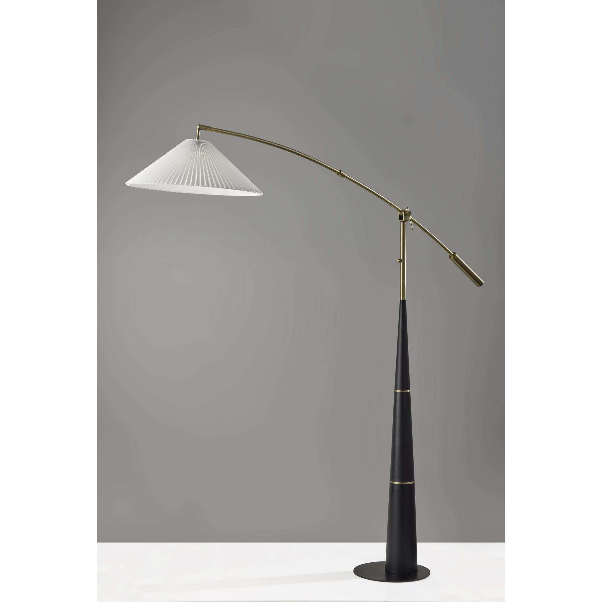 Leroy 66 inch 150.00 watt Black and Antique Brass Arc Floor Lamp Portable Light