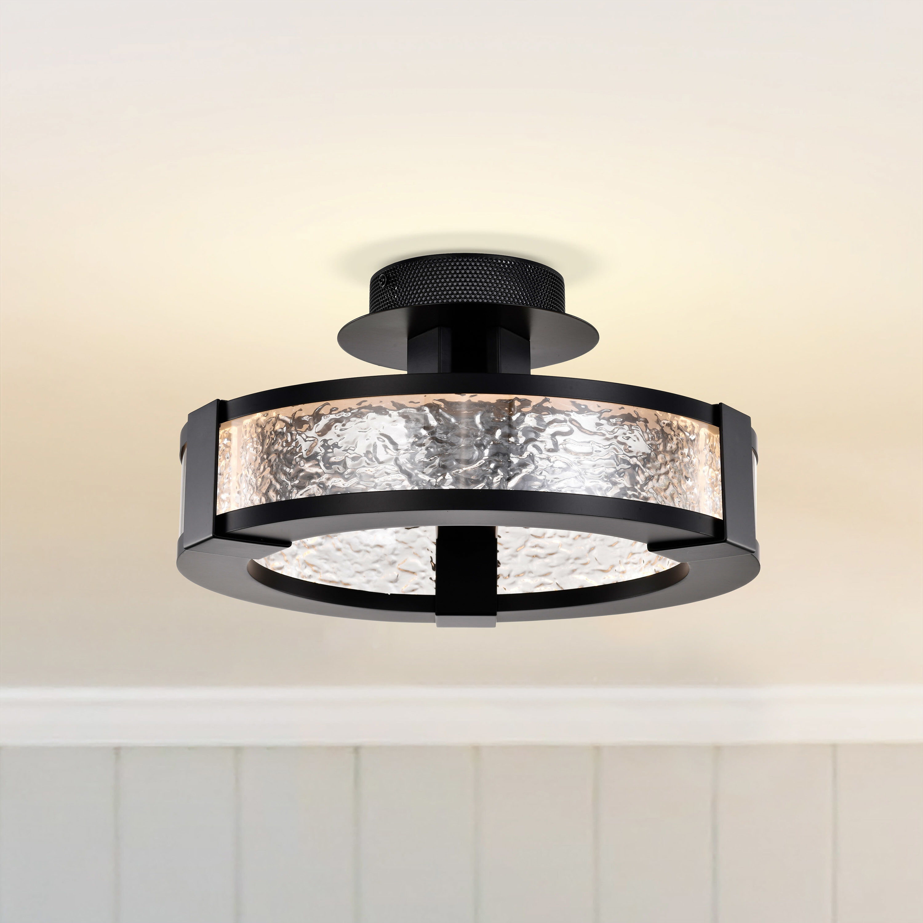 Darrow LED 13.75 inch Matte Black Semi Flush Mount Ceiling Light