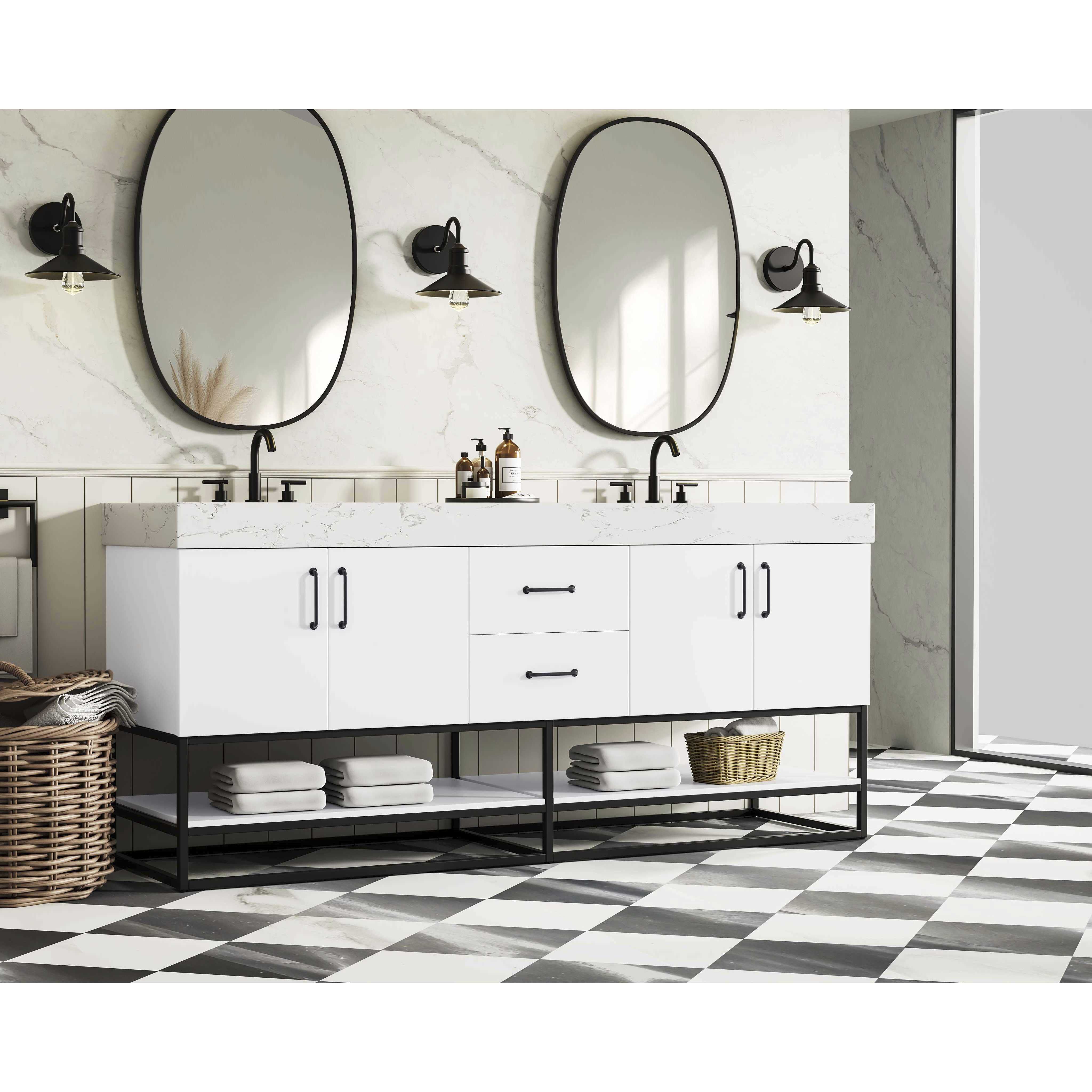 Caroline 72 X 34 inch White Bathroom Vanity Cabinet